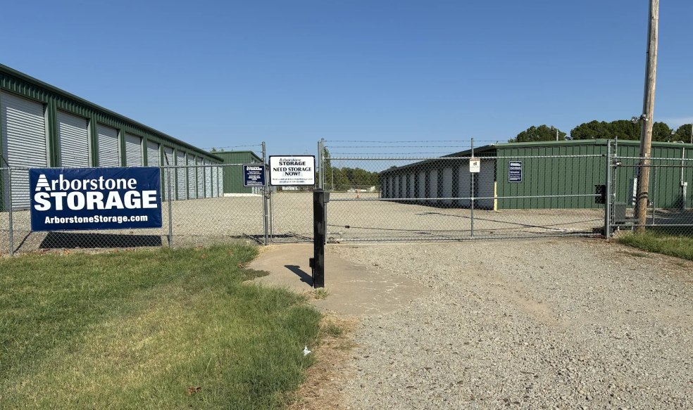 Drive-up storage buildings and gated entrance at Arborstone Storage Eufaula Belle Starr